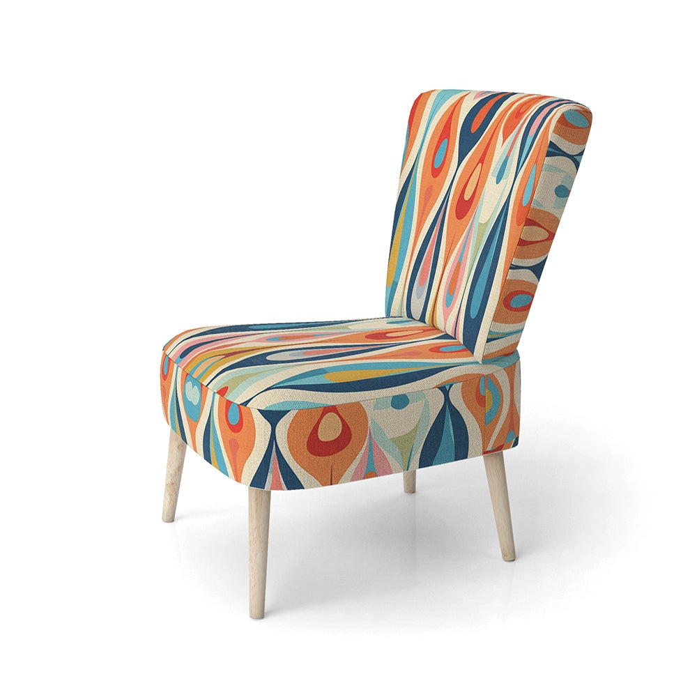 Designart Retro Abstract Drops XI- Upholstered Accent Chair