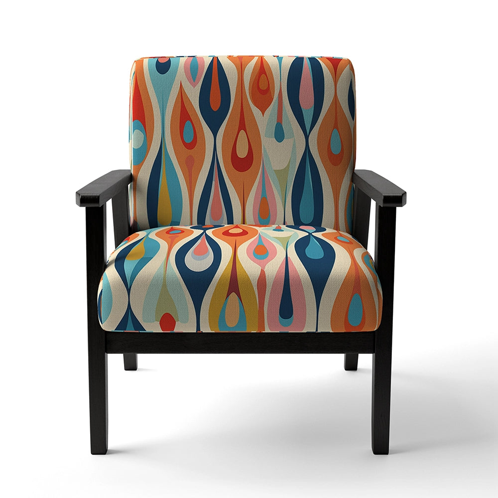 Designart Retro Abstract Drops XI- Upholstered Accent Chair