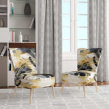 Pastel Abstract With Blue Black & Gold Spots III- Upholstered Accent Chair