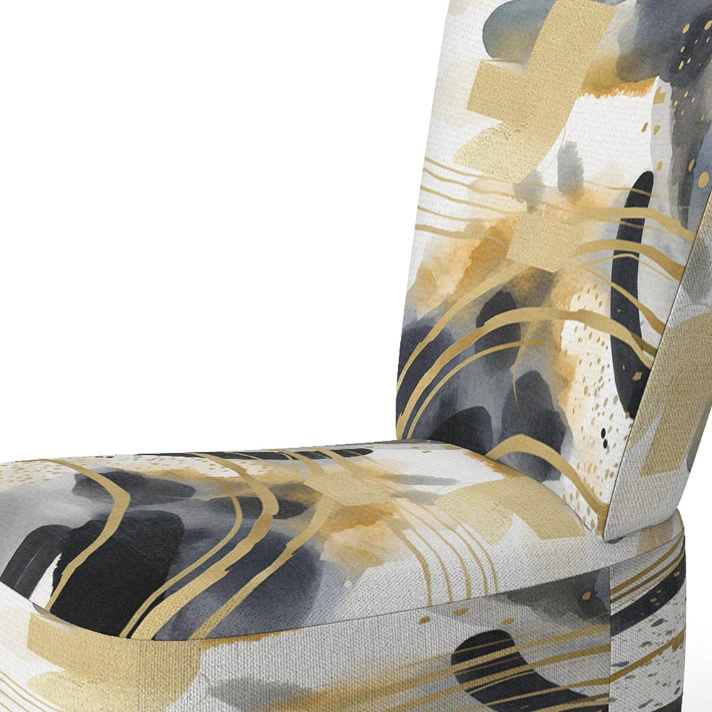Pastel Abstract With Blue Black &amp; Gold Spots III- Upholstered Accent Chair