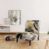 Pastel Abstract With Blue Black & Gold Spots III- Upholstered Accent Chair