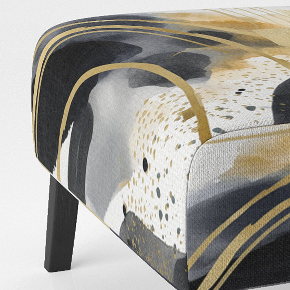 Pastel Abstract With Blue Black &amp; Gold Spots III- Upholstered Accent Chair