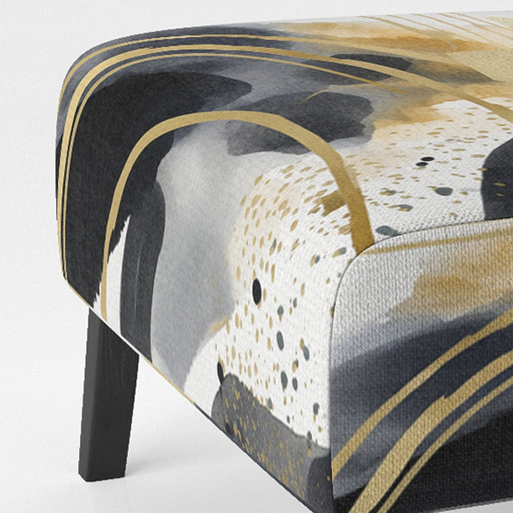Pastel Abstract With Blue Black &amp; Gold Spots III- Upholstered Accent Chair