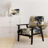 Pastel Abstract With Blue Black & Gold Spots III- Upholstered Accent Chair