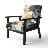 Pastel Abstract With Blue Black & Gold Spots III- Upholstered Accent Chair