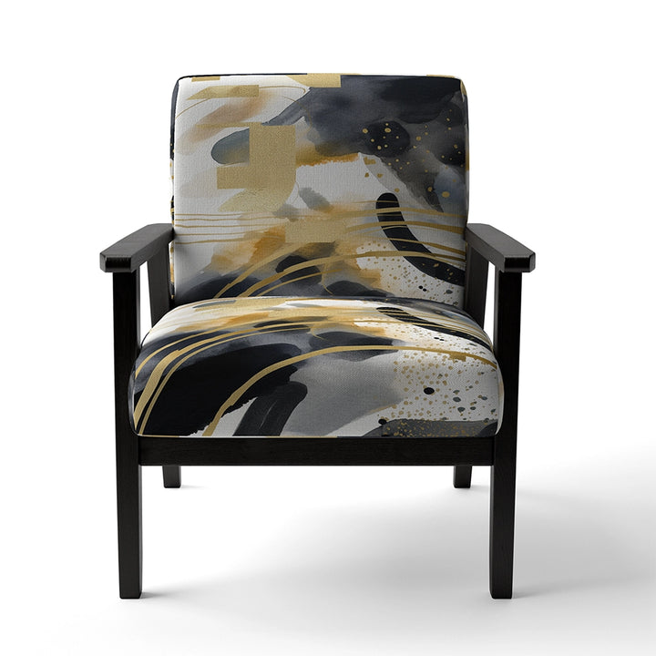 Pastel Abstract With Blue Black &amp; Gold Spots III- Upholstered Accent Chair