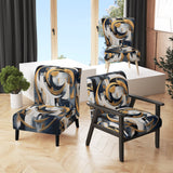 Gold White Shapes In Harmony - Upholstered Modern Accent Chairs