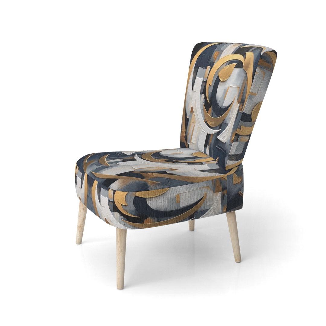 Gold White Shapes In Harmony - Upholstered Modern Accent Chairs