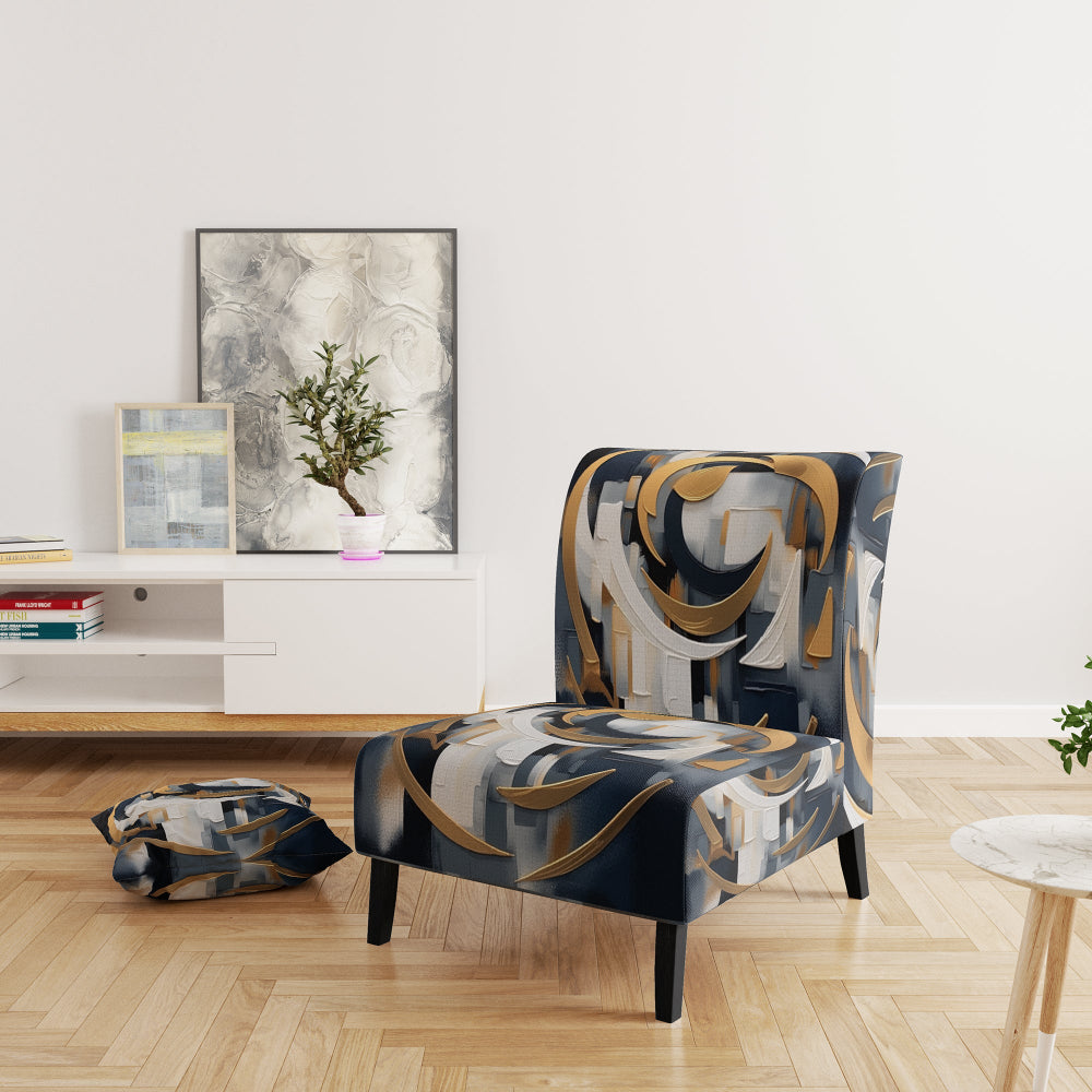 Gold White Shapes In Harmony - Upholstered Modern Accent Chairs