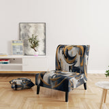 Gold White Shapes In Harmony - Upholstered Modern Accent Chairs
