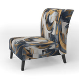 Gold White Shapes In Harmony - Upholstered Modern Accent Chairs