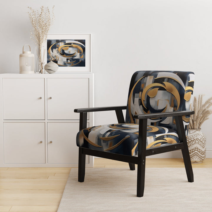 Gold White Shapes In Harmony - Upholstered Modern Accent Chairs