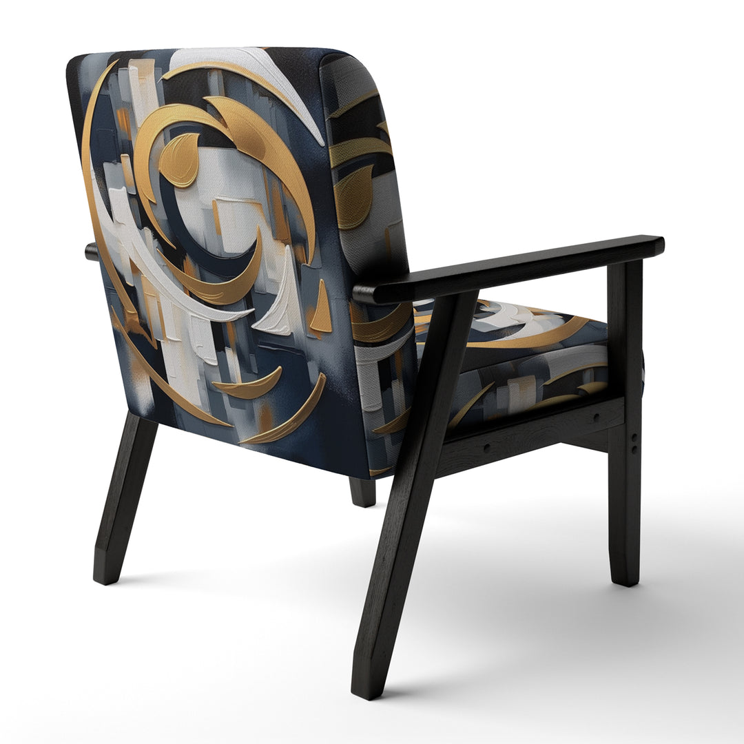 Gold White Shapes In Harmony - Upholstered Modern Accent Chairs