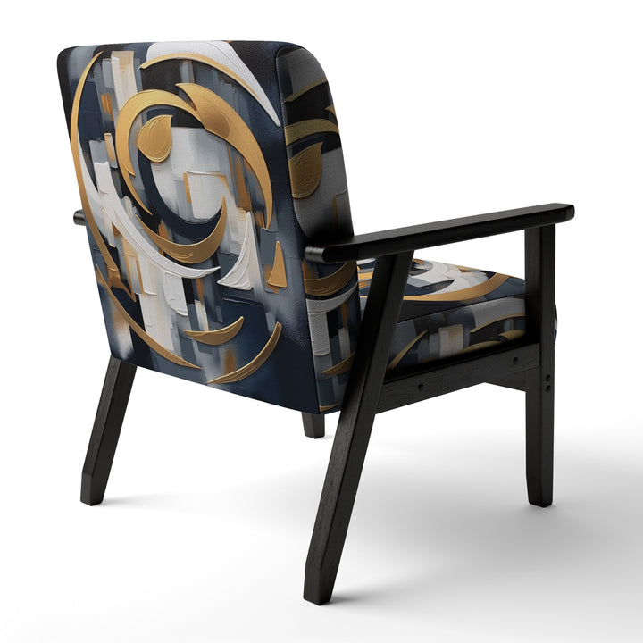 Gold White Shapes In Harmony - Upholstered Modern Accent Chairs