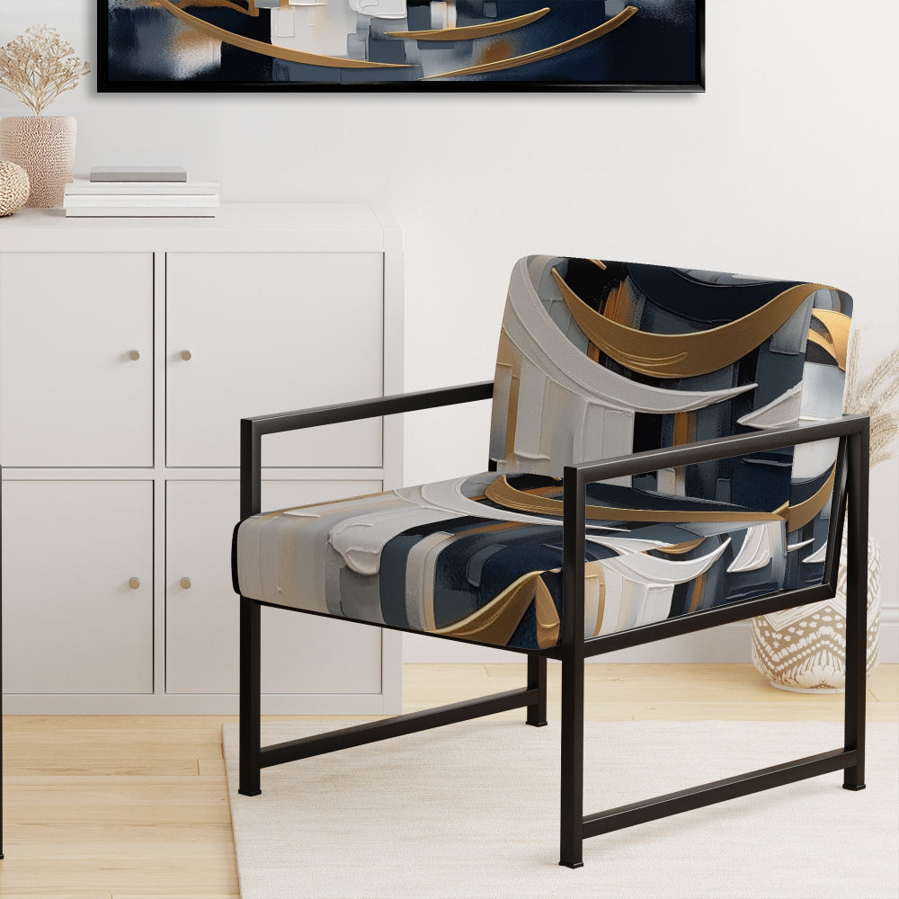 Gold White Shapes In Harmony - Upholstered Modern Accent Chairs