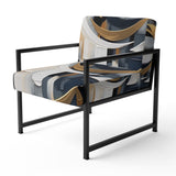 Gold White Shapes In Harmony - Upholstered Modern Accent Chairs