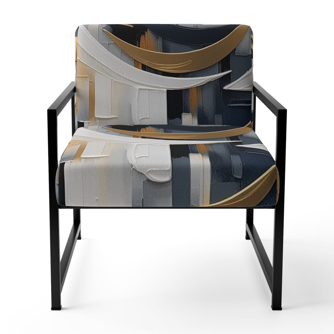 Gold White Shapes In Harmony - Upholstered Modern Accent Chairs