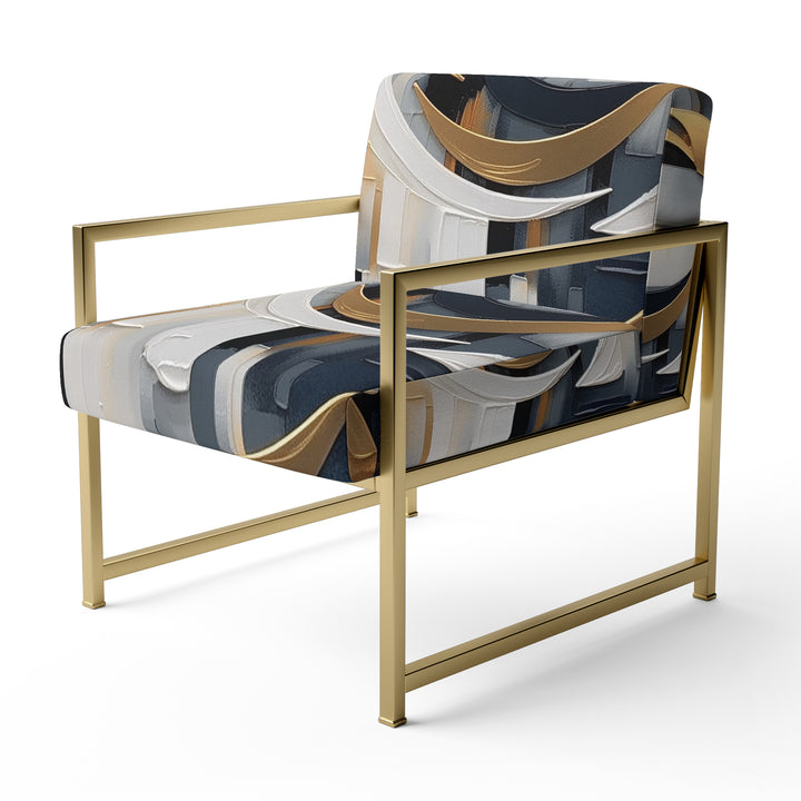Gold White Shapes In Harmony - Upholstered Modern Accent Chairs