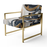 Gold White Shapes In Harmony - Upholstered Modern Accent Chairs