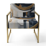 Gold White Shapes In Harmony - Upholstered Modern Accent Chairs