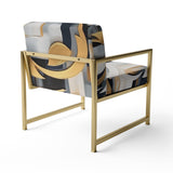 Gold White Shapes In Harmony - Upholstered Modern Accent Chairs