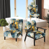 Gold Blue Abstracted Realities - Modern Arm Chair