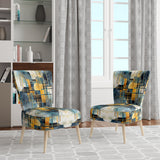 Gold Blue Abstracted Realities - Modern Arm Chair