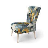 Gold Blue Abstracted Realities - Modern Arm Chair