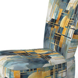 Gold Blue Abstracted Realities - Modern Arm Chair