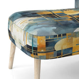 Gold Blue Abstracted Realities - Modern Arm Chair