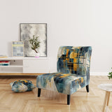 Gold Blue Abstracted Realities - Modern Arm Chair