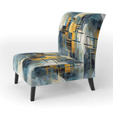Gold Blue Abstracted Realities - Modern Arm Chair
