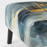 Gold Blue Abstracted Realities - Modern Arm Chair