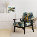 Gold Blue Abstracted Realities - Modern Arm Chair