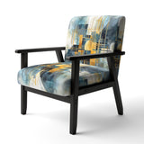 Gold Blue Abstracted Realities - Modern Arm Chair