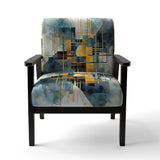 Gold Blue Abstracted Realities - Modern Arm Chair