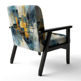 Gold Blue Abstracted Realities - Modern Arm Chair