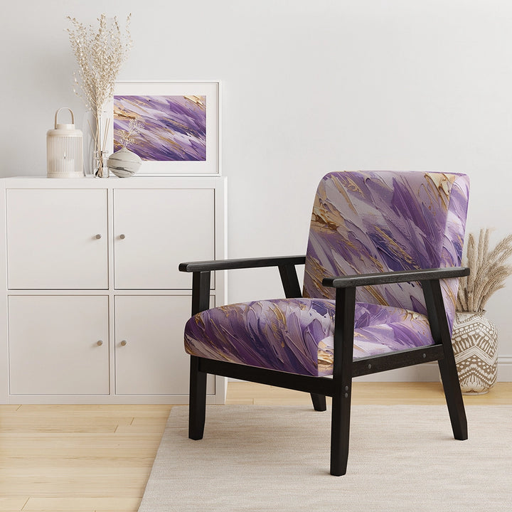 Purple and Gold Dynamic Abstractions II- Upholstered Accent Chair
