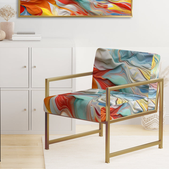 Orange and Blue Layers Of Emotion - Modern Arm Chair