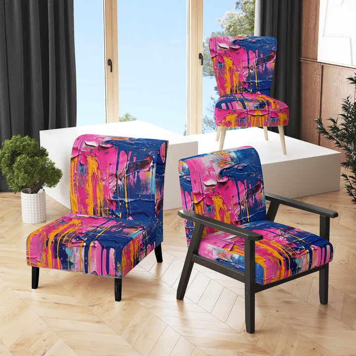 Pink and Blue Explosions Of Color - Modern Accent Side Chair
