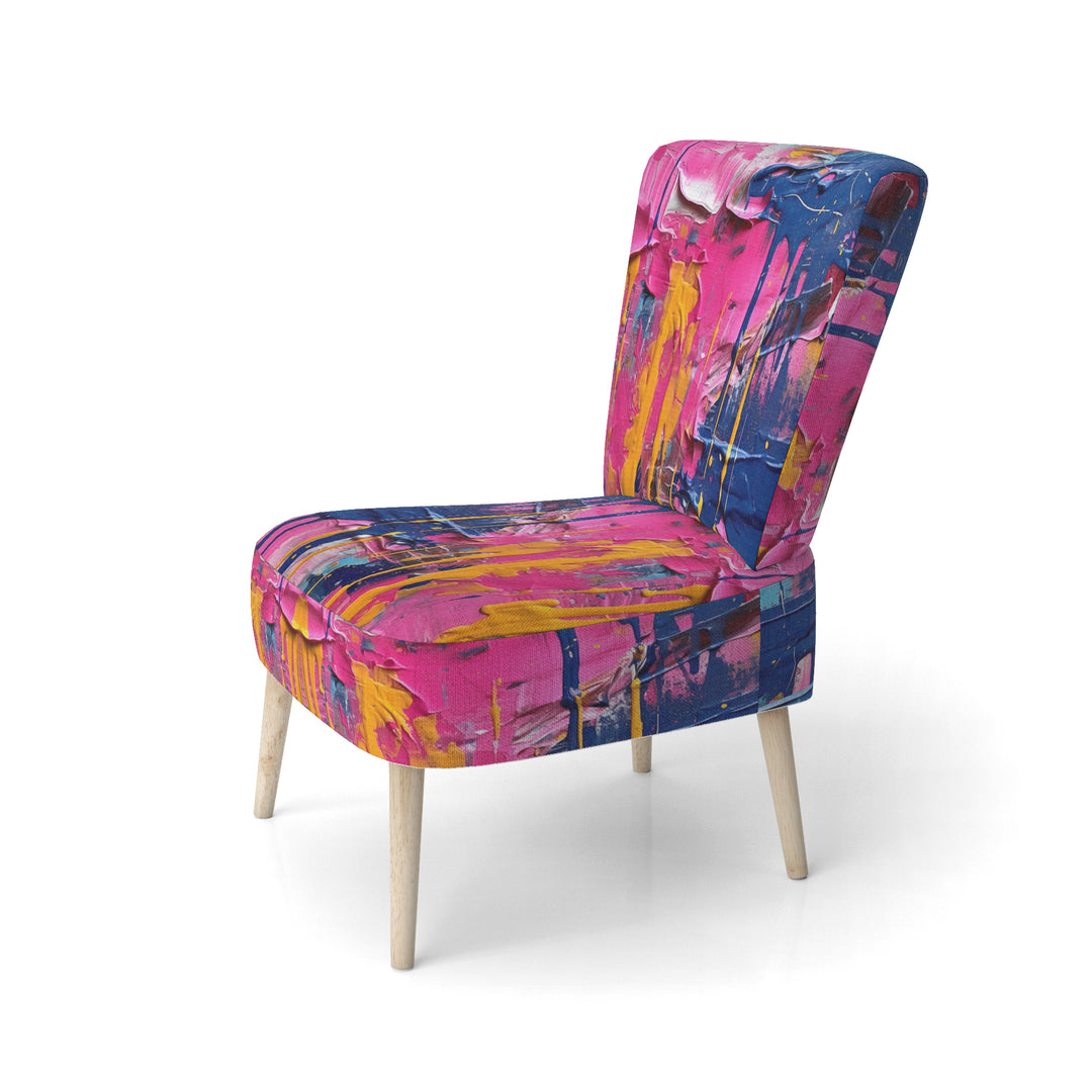 Pink and Blue Explosions Of Color - Modern Accent Side Chair