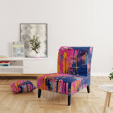 Pink and Blue Explosions Of Color - Modern Accent Side Chair