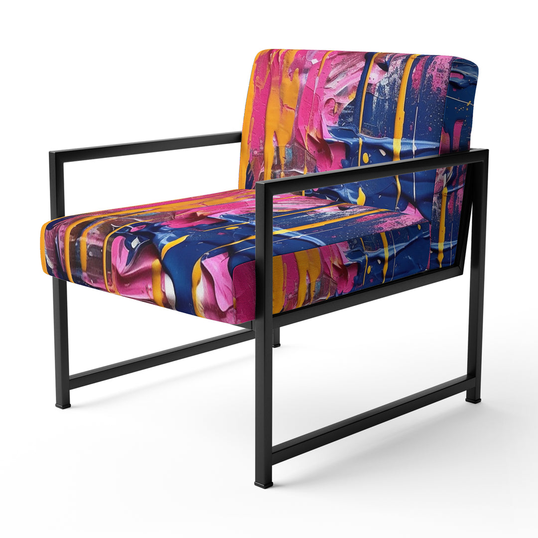 Pink and Blue Explosions Of Color - Modern Accent Side Chair