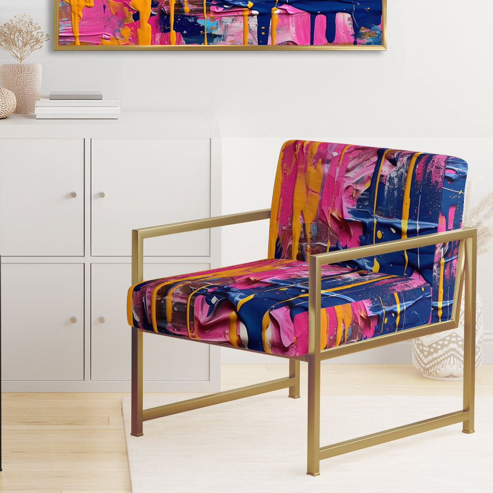 Pink and Blue Explosions Of Color - Modern Accent Side Chair