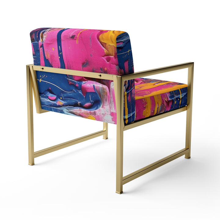 Pink and Blue Explosions Of Color - Modern Accent Side Chair