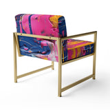 Pink and Blue Explosions Of Color - Modern Accent Side Chair
