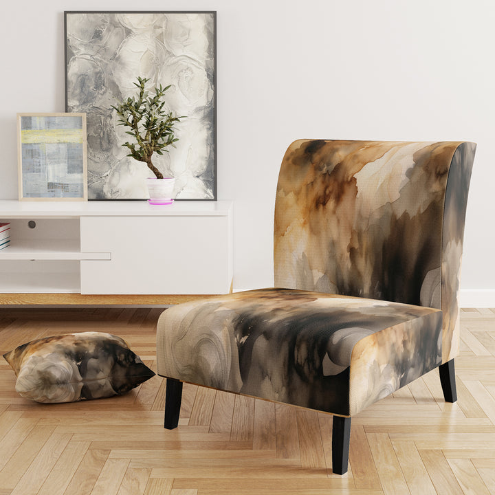 Brown and Cream Abstract Fluidity - Modern Arm Chair