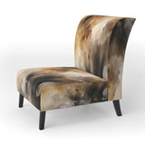 Brown and Cream Abstract Fluidity - Modern Arm Chair