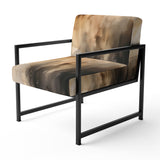Brown and Cream Abstract Fluidity - Modern Arm Chair