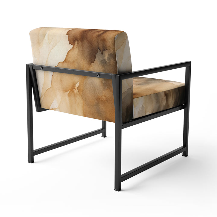 Brown and Cream Abstract Fluidity - Modern Arm Chair